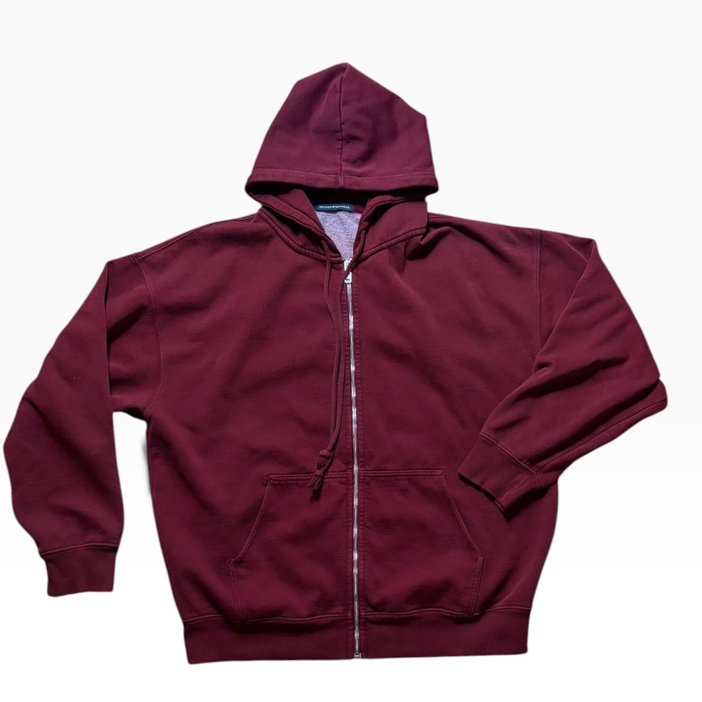 Brandy Melville Christy Oversized Zip Up Hoodie Burgundy Maroon Sweatshirt OS